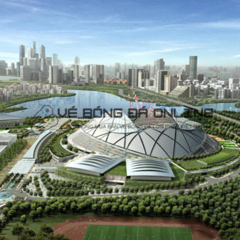 Toàn cảnh sân vận động quốc gia Singapore với thiết kế mái vòm độc đáo