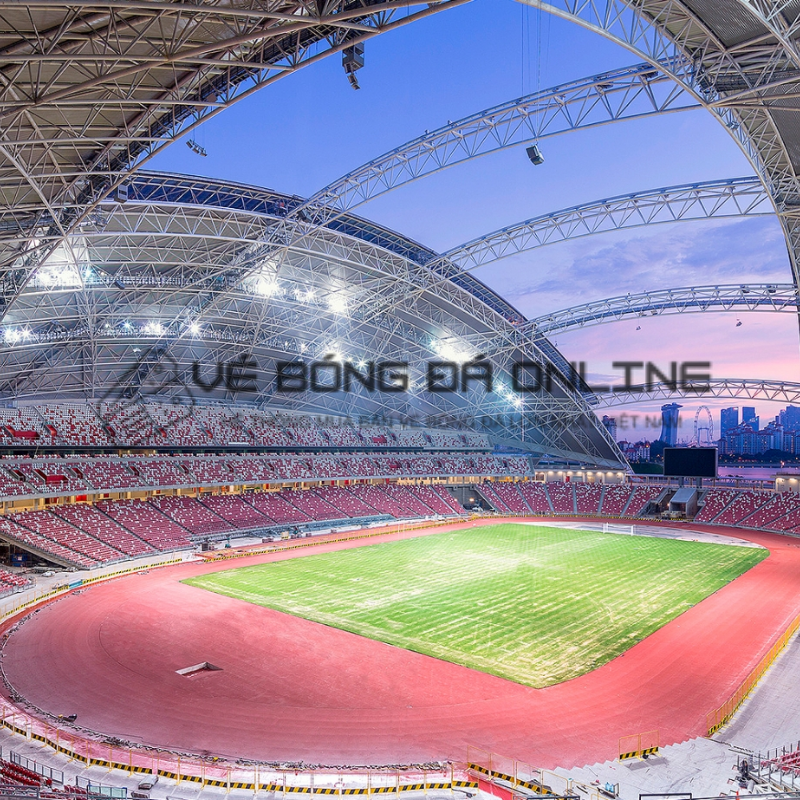 Hình ảnh cận cảnh mái vòm "bát úp" của sân vận động quốc gia Singapore