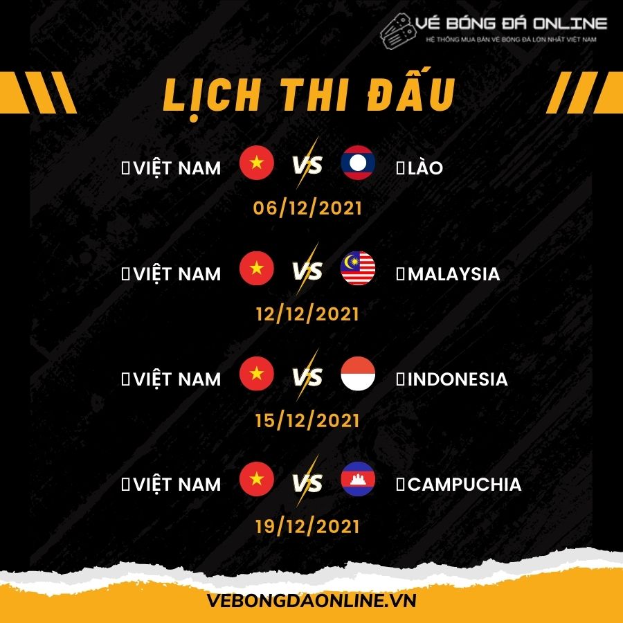 Lịch thi đấu mùa giải AFF Cup của đội tuyển Việt Nam