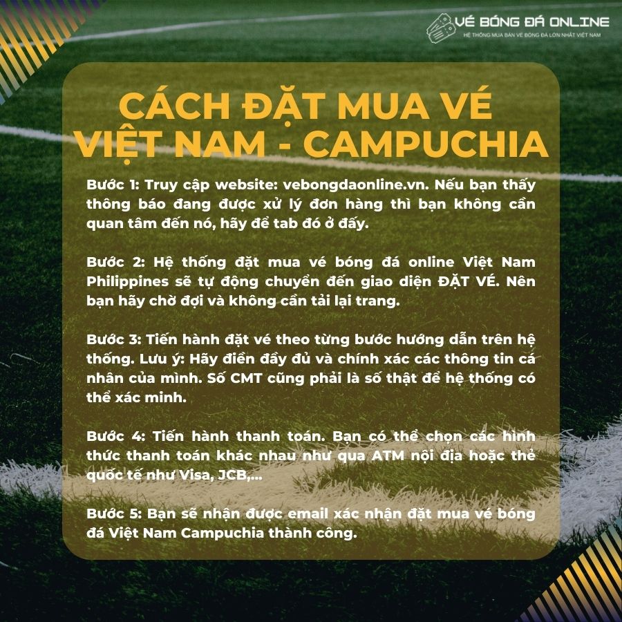 Hướng dẫn các bước đặt mua vé bóng đá Việt Nam - Campuchia online