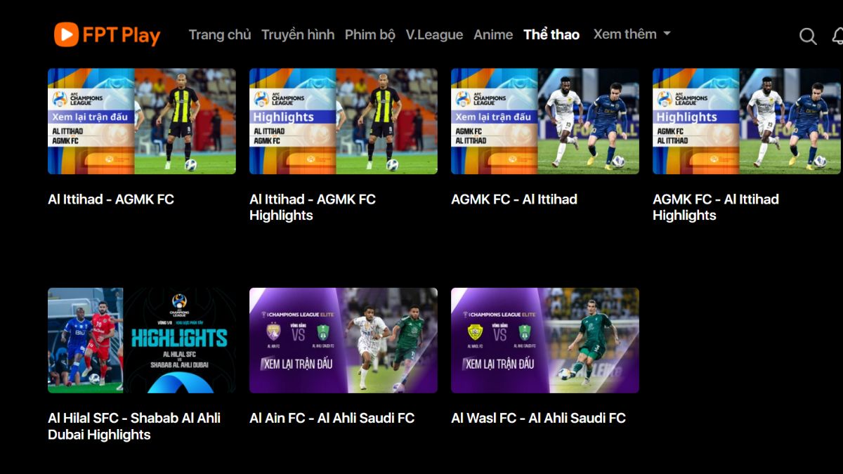 Phát sóng giải AFC Champions League trên FPT Play