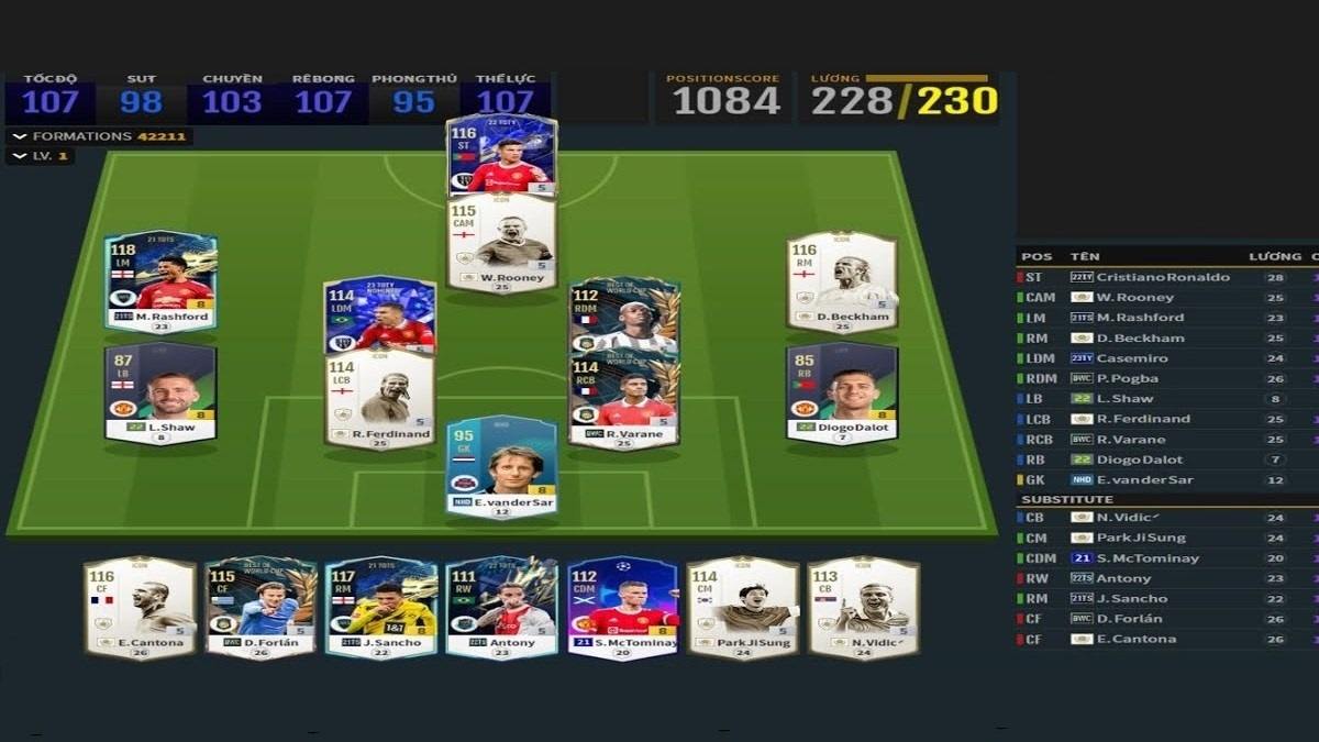 Đội hình MU FO4 lương 235