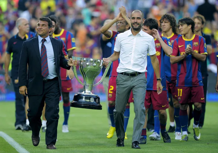 Pep Guardiola ăn mừng chức vô địch Champions League cùng Barcelona năm 2009